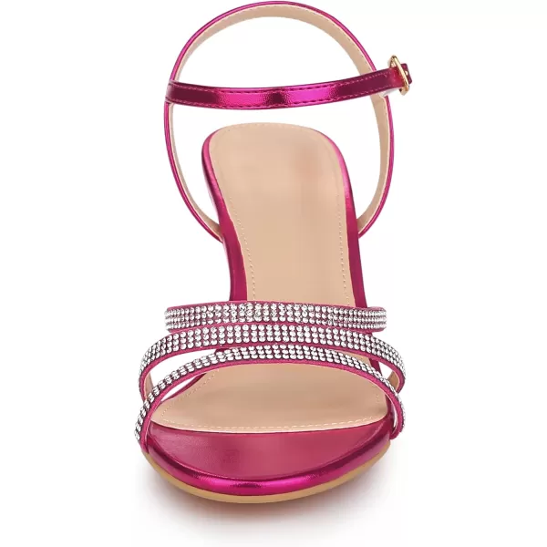 Allegra K Women's Ankle Strap Rhinestone Kitten Heel Sandals