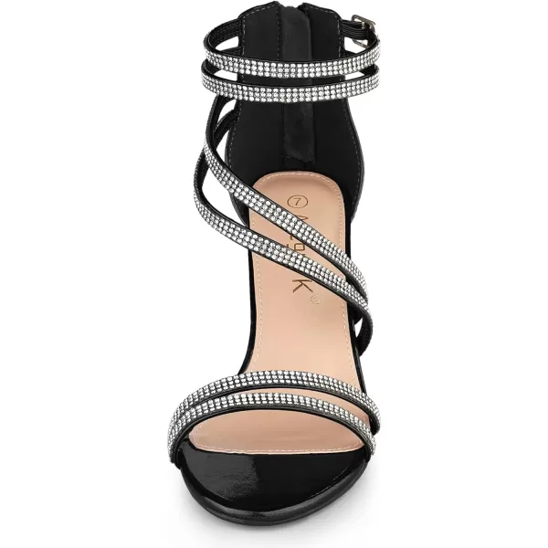 Allegra K Women's Ankle Strap Rhinestone Stiletto Heeled Sandals