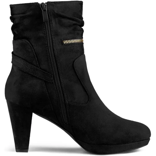 Allegra K Women's Ankle Zip Platform High Heel Mid Calf Boots