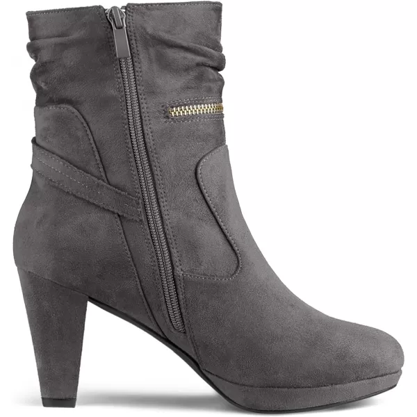 Allegra K Women's Ankle Zip Platform High Heel Mid Calf Boots