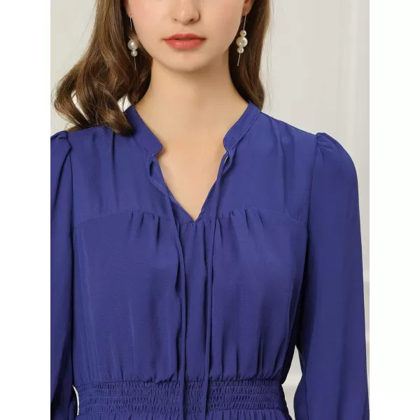 Allegra K Women's Autumn Wedding Guest Dresses Ruffle Hem 3/4 Sleeve A-Line Smocked Short Chiffon Dress