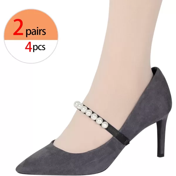 Allegra K Women's Beads Shoe Laces Elastic Detachable Shoe Strap for Heels 2 Pairs
