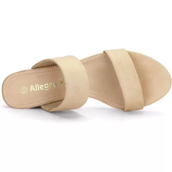 Allegra K Women's Block Heel Dual Straps Slide Sandals