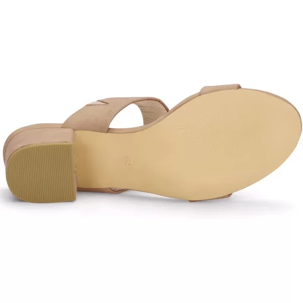 Allegra K Women's Block Heel Dual Straps Slide Sandals