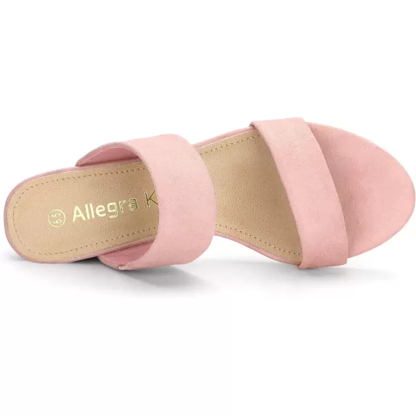 Allegra K Women's Block Heel Dual Straps Slide Sandals