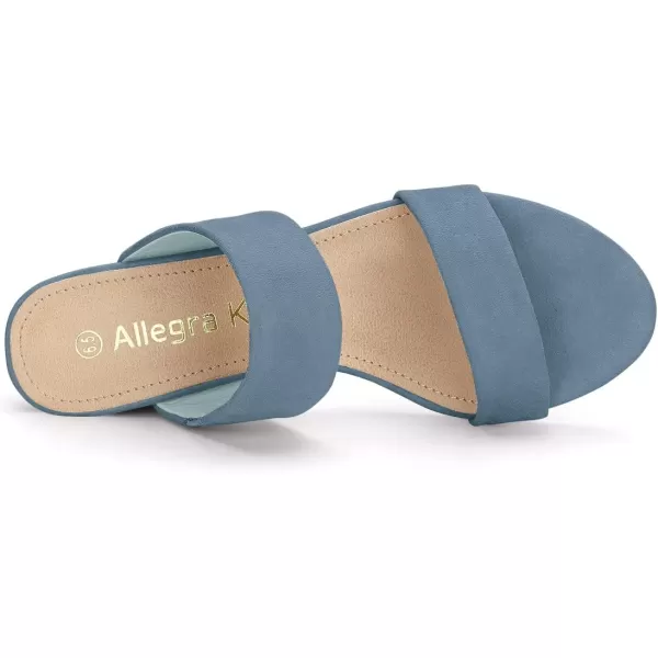 Allegra K Women's Block Heel Dual Straps Slide Sandals