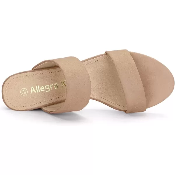 Allegra K Women's Block Heel Dual Straps Slide Sandals