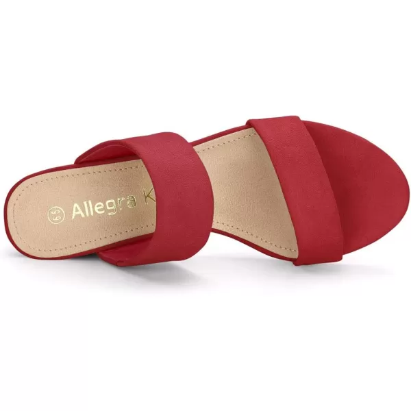 Allegra K Women's Block Heel Dual Straps Slide Sandals