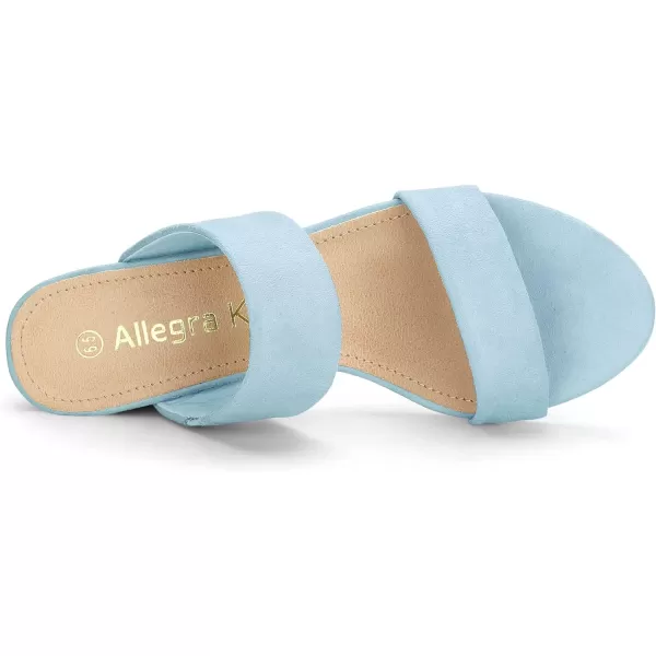 Allegra K Women's Block Heel Dual Straps Slide Sandals