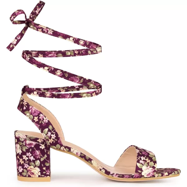 Allegra K Women's Block Heel Sandals Lace Up Heels