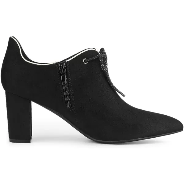 Allegra K Women's British Style Block Heel Oxford Ankle Boots