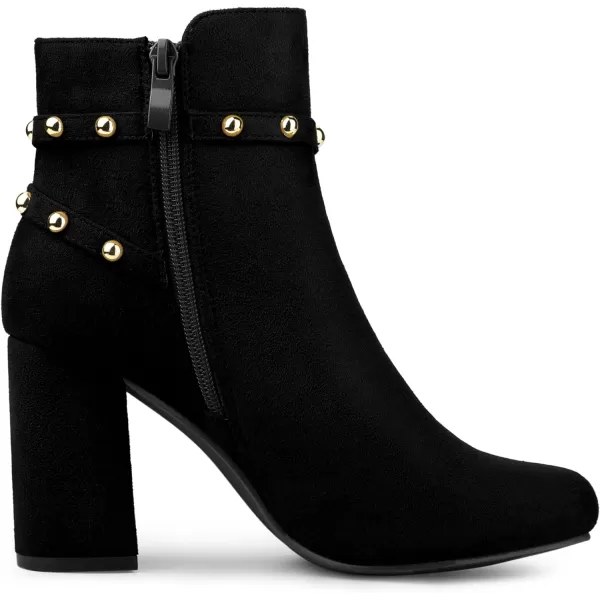 Allegra K Women's Buckle Decor Chunky Heels Ankle Boots