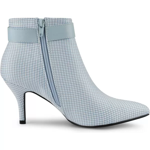 Allegra K Women's Buckle Plaid Stiletto Heels Houndstooth Ankle Boots