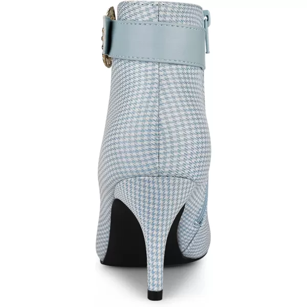 Allegra K Women's Buckle Plaid Stiletto Heels Houndstooth Ankle Boots