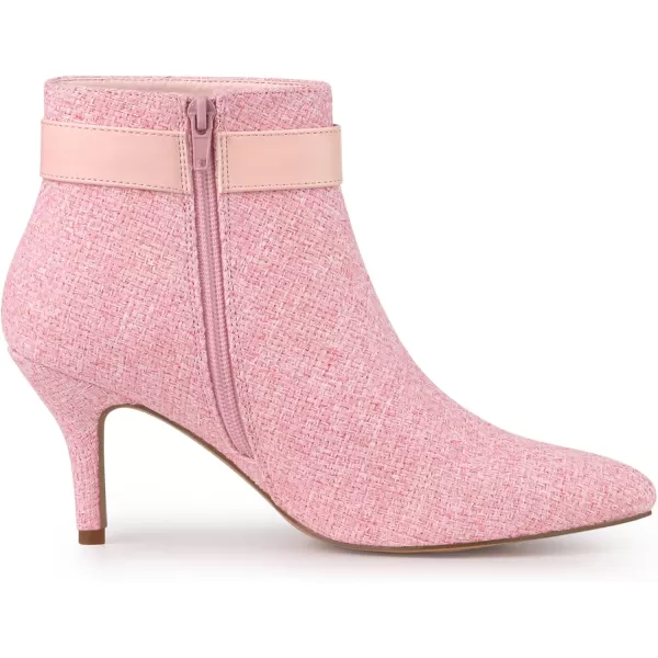 Allegra K Women's Buckle Plaid Stiletto Heels Houndstooth Ankle Boots