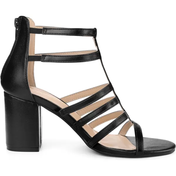 Allegra K Women's Cage Strappy Gladiators Chunky Heels Sandals