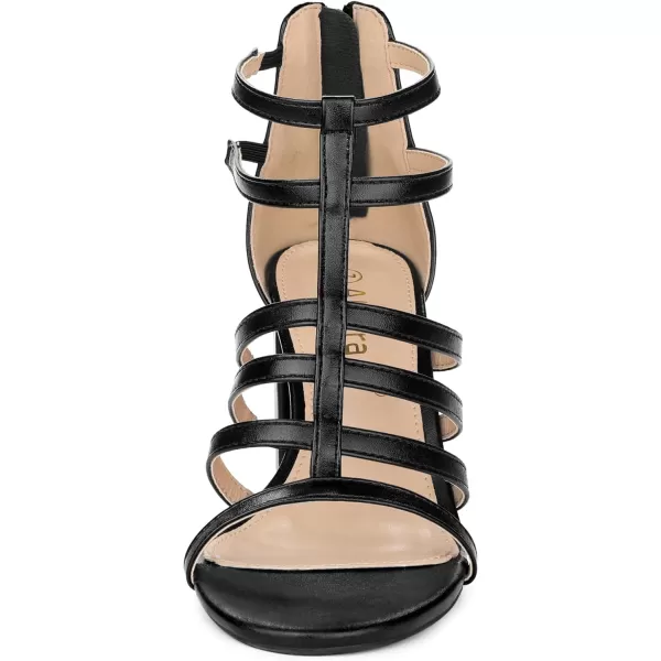 Allegra K Women's Cage Strappy Gladiators Chunky Heels Sandals