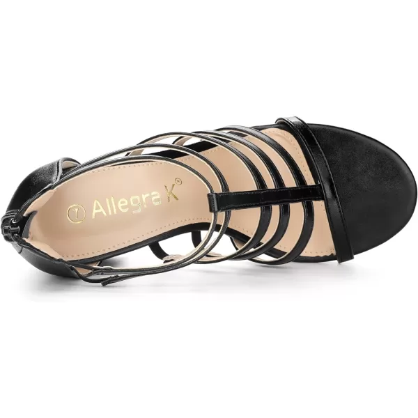 Allegra K Women's Cage Strappy Gladiators Chunky Heels Sandals