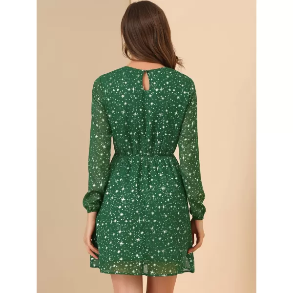 Allegra K Women's Choker V Neck Gilding Metallic Star Halloween Party Flared A-Line Dress