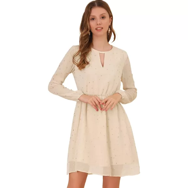 Allegra K Women's Choker V Neck Gilding Metallic Star Halloween Party Flared A-Line Dress