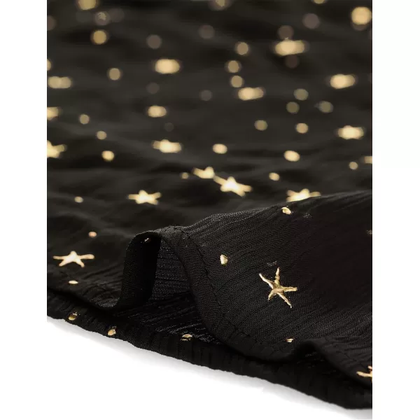 Allegra K Women's Choker V Neck Gilding Metallic Star Halloween Party Flared A-Line Dress