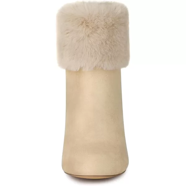 Allegra K Women's Christmas Faux Fur Chunky Heel Ankle Boots