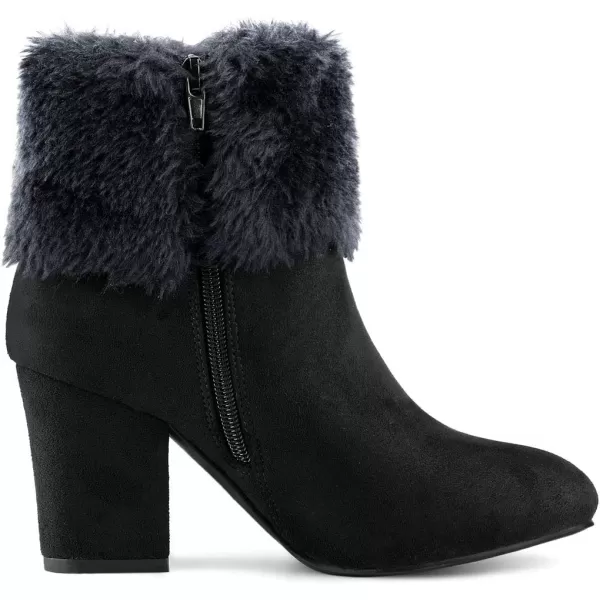 Allegra K Women's Christmas Faux Fur Chunky Heel Ankle Boots