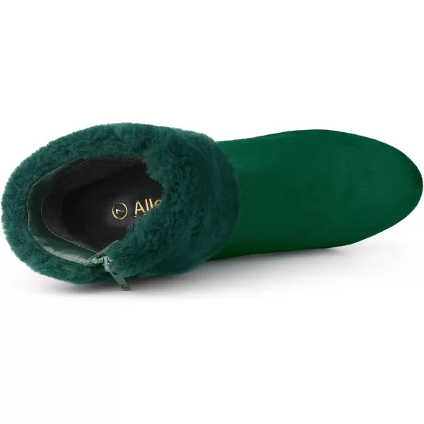 Allegra K Women's Christmas Faux Fur Chunky Heel Ankle Boots