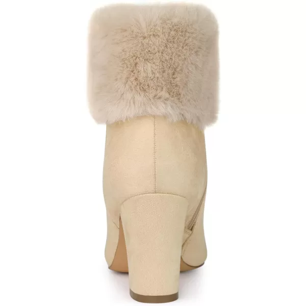 Allegra K Women's Christmas Faux Fur Chunky Heel Ankle Boots