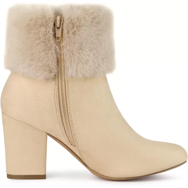 Allegra K Women's Christmas Faux Fur Chunky Heel Ankle Boots
