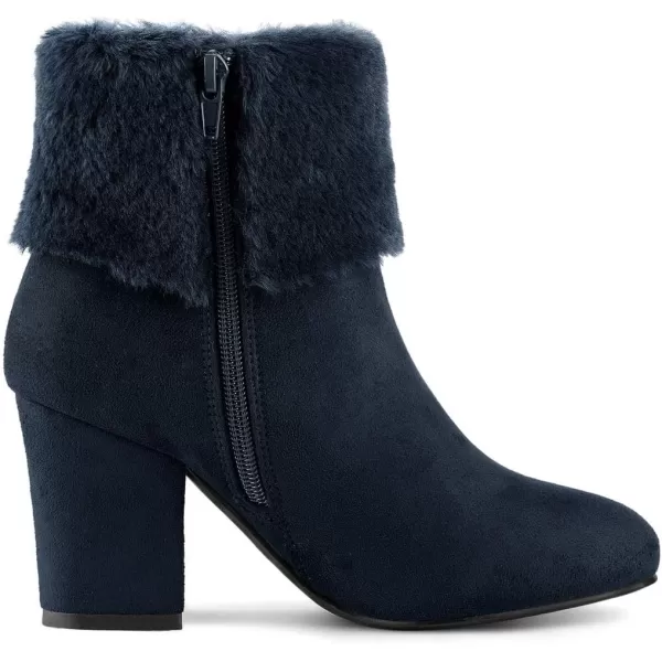 Allegra K Women's Christmas Faux Fur Chunky Heel Ankle Boots