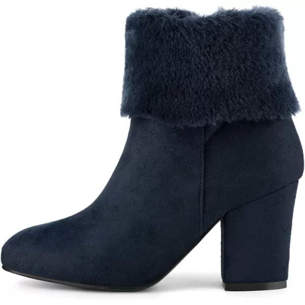 Allegra K Women's Christmas Faux Fur Chunky Heel Ankle Boots