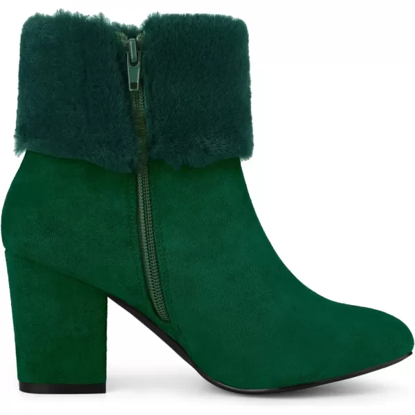 Allegra K Women's Christmas Faux Fur Chunky Heel Ankle Boots