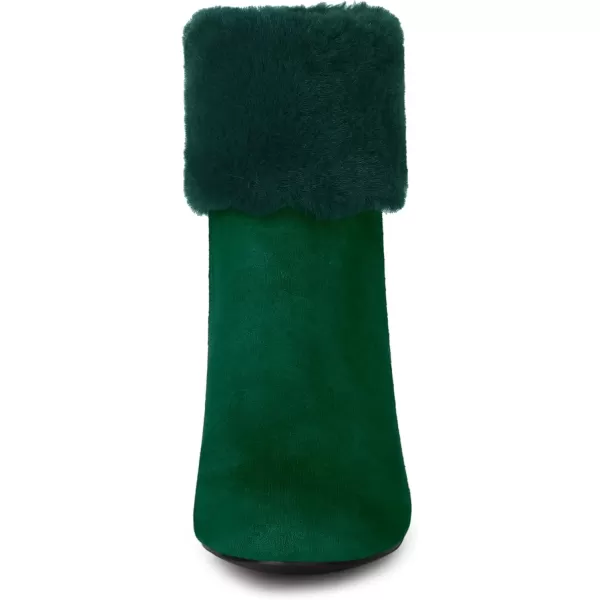 Allegra K Women's Christmas Faux Fur Chunky Heel Ankle Boots