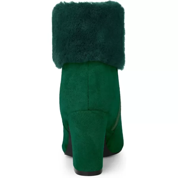 Allegra K Women's Christmas Faux Fur Chunky Heel Ankle Boots
