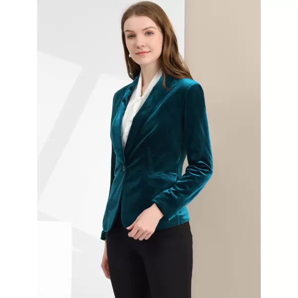 Allegra K Women's Christmas Office Coat Solid Shawl Collar 1 Button Velvet Blazer