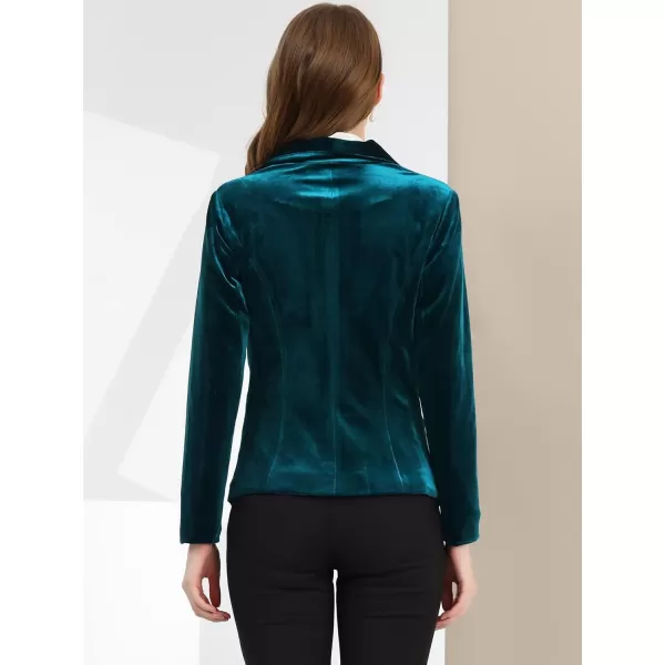 Allegra K Women's Christmas Office Coat Solid Shawl Collar 1 Button Velvet Blazer