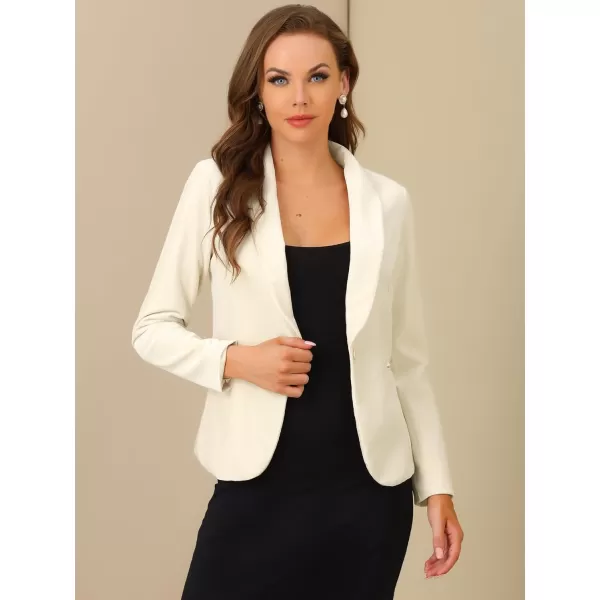 Allegra K Women's Christmas Office Coat Solid Shawl Collar 1 Button Velvet Blazer