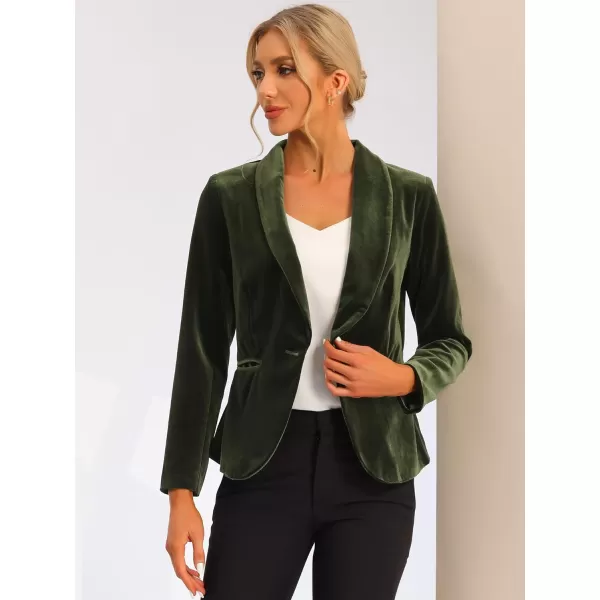 Allegra K Women's Christmas Office Coat Solid Shawl Collar 1 Button Velvet Blazer