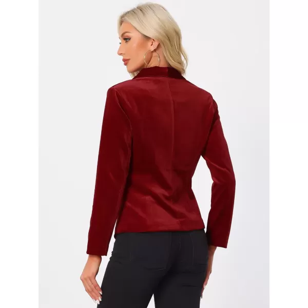 Allegra K Women's Christmas Office Coat Solid Shawl Collar 1 Button Velvet Blazer