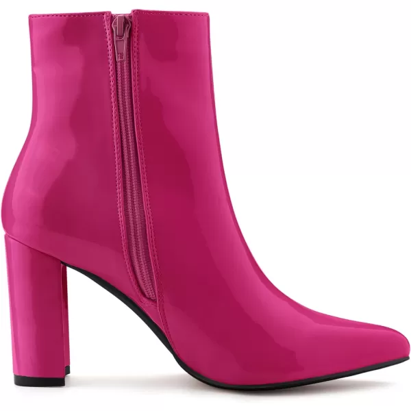Allegra K Women's Chunky Heel Pointed Toe Zipper Ankle Boots
