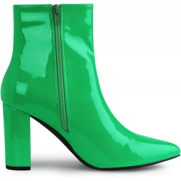 Allegra K Women's Chunky Heel Pointed Toe Zipper Ankle Boots