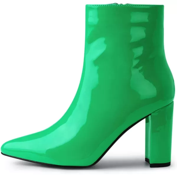 Allegra K Women's Chunky Heel Pointed Toe Zipper Ankle Boots