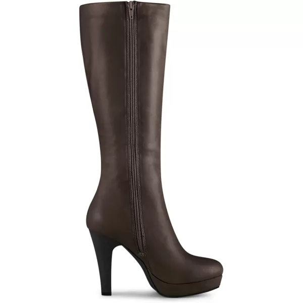 Allegra K Women's Chunky Heel Round Toe Platform Knee High Boots