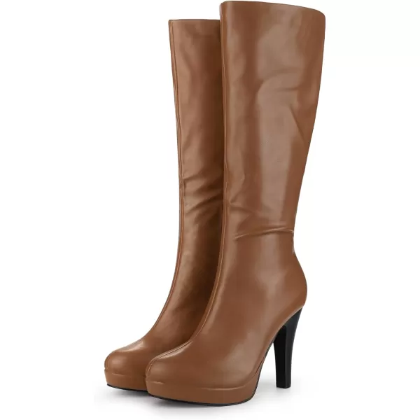 Allegra K Women's Chunky Heel Round Toe Platform Knee High Boots