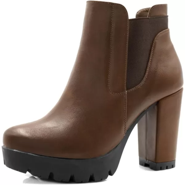 Allegra K Women's Chunky High Heel Platform Zipper Chelsea Boots