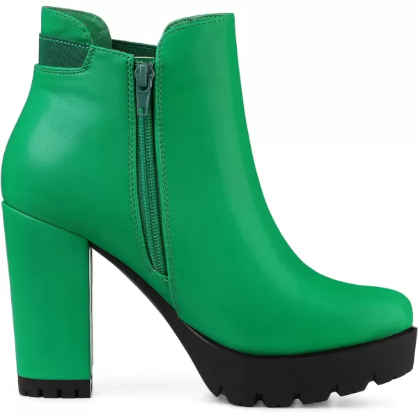 Allegra K Women's Chunky High Heel Platform Zipper Chelsea Boots
