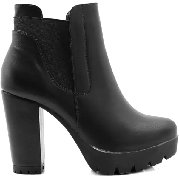 Allegra K Women's Chunky High Heel Platform Zipper Chelsea Boots