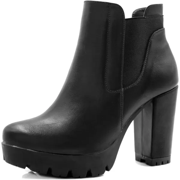 Allegra K Women's Chunky High Heel Platform Zipper Chelsea Boots