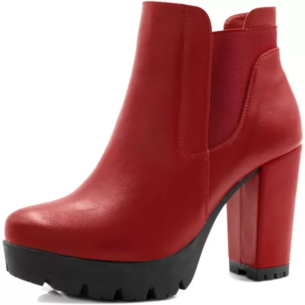 Allegra K Women's Chunky High Heel Platform Zipper Chelsea Boots